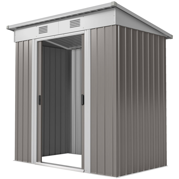 6' x 4' Metal Tool Shed with Lockable Sliding Doors and Vents