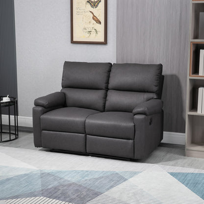 2-Seater Reclining Loveseat with Footrest - Dark Grey
