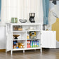 Sideboard Buffet Server Storage Cabinet Console Table with 2 Doors and Adjustable Shelves for Kitchen & Dining Room, White