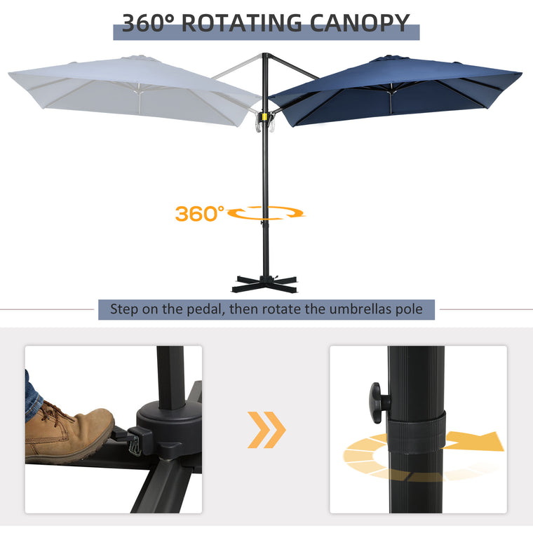 8' x 8' Dark Blue Square Offset Umbrella with Crank & Tilt