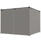 10' x 10' Retractable Pergola Canopy with Sidewalls, Metal Outdoor Gazebo Sun Shade Shelter, Light Grey