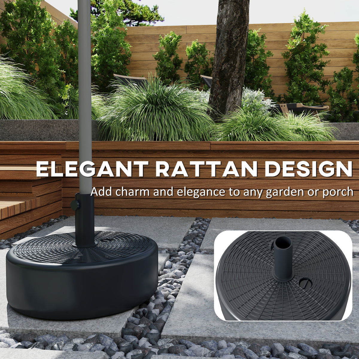Black Patio Umbrella Base with Handle