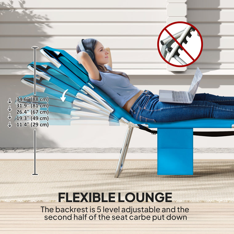 5-Level Folding Tanning Chair with Face Hole - Blue