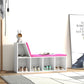 Multi-Purpose Bookshelf with 5 Cubes, 5-Cubby Bookcase with Cushioned Reading Nook and Storage Shelves, Pink