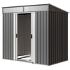 6.5x4FT Galvanised Metal Shed with Foundation Kit, Lockable Garden Tool Storage House with Sliding Doors, Vents, Grey