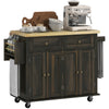 Rolling Kitchen Island with Rubber Wood Top - Brown Oak