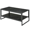2-Tier Coffee Table with Storage Shelf - Black
