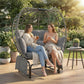 Double Outdoor Glider Egg Chair, Outdoor Loveseat Glider with Cushions and Pillows, Dark Grey