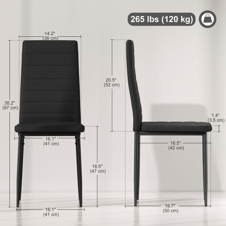 High Back Linen Dining Chairs Set of 6