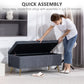 Storage Ottoman Bench, 43 Inch Large Storage Chest with Steel Legs and Padded Seat, Foot Rest, Load 485 lbs, Dark Grey