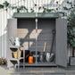Garden Storage Shed Asphalt Roof Wooden Timber Double Door Utility Storage House with Shelf, Green and Grey