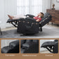 Swivel Massage Recliner Chair Rocker, Overstuffed Manual Reclining Sofa, PU Leather Rocking Chair with Side Pockets, Cup Holders, for Living Room, Nursery, Black