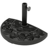 21 lbs Resin Half Umbrella Base, Concrete Half Umbrella Stand Outdoor Umbrella Base with Flower-Leaf Design, Patio Umbrella Stand for Outdoor Lawn Poolside, Black