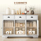 46.5" Buffet Cabinet, Farmhouse Sideboard with 3 Barn Doors and 3 Drawers for Living Room, Kitchen, White