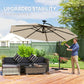 11.3 ft Cantilever Patio Umbrella with Light, Cover, Aluminium UPF50+ Offset Outdoor Umbrella Parasol, Khaki