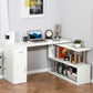 L-Shaped Rotating Computer Desk Home Office Study Workstation with Storage Shelves, Cabinet and Drawer for Home & Office, White