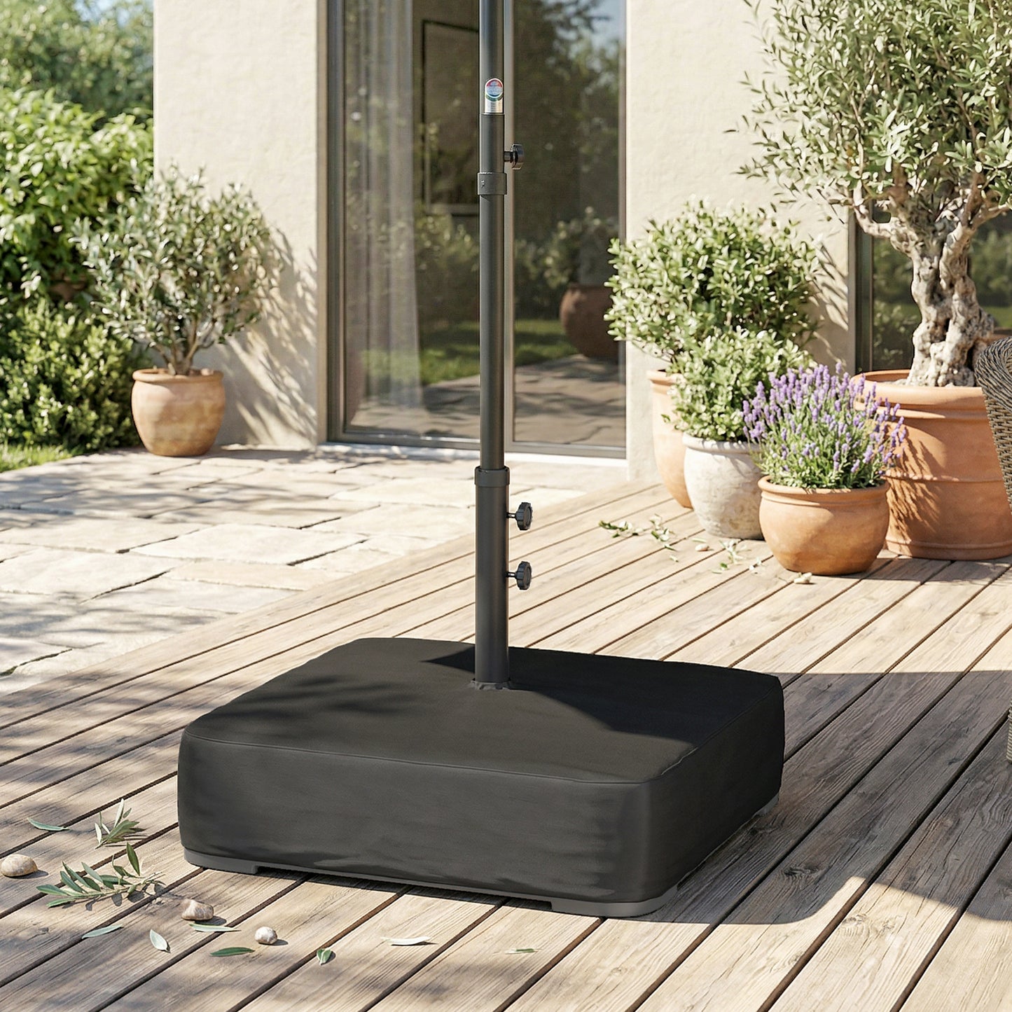 Garden Parasol Base 176 lbs Sand Filled Heavy Duty Stand for Cantilever Umbrellas and 1.89" Poles Black