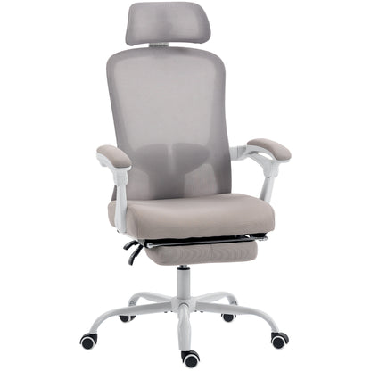 Ergonomic Mesh Reclining Office Chair with Headrest - Grey