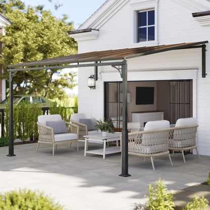 11' x 10' Wall-Mounted Lean-To Pergola with Polycarbonate Roof