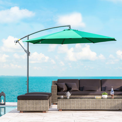10ft Green Banana Cantilever Umbrella with Base & Crank
