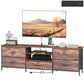 TV Stand for TVs up to 70 Inch, Industrial TV Console with Charging Station, 5 Drawers and Open Shelves, Rustic Brown