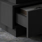 Bedside Table with Charging Station and LED Light Modern Nightstand with USB Ports AC Outlets Drawers Remote, Black