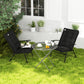 Set of 2 Outdoor Folding Chairs with Adjustable Backrest, Padded Camping Chairs for Outdoor Events, Black
