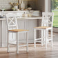 Counter Height Stools Set of 2, Farmhouse Bar Stools with Backs, Solid Wood Counter Stools for Kitchen Island