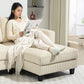 L Shaped Couch, L Shape Sofa with Chaise Lounge and Spring Cushion for Living Room, Bedroom, Beige
