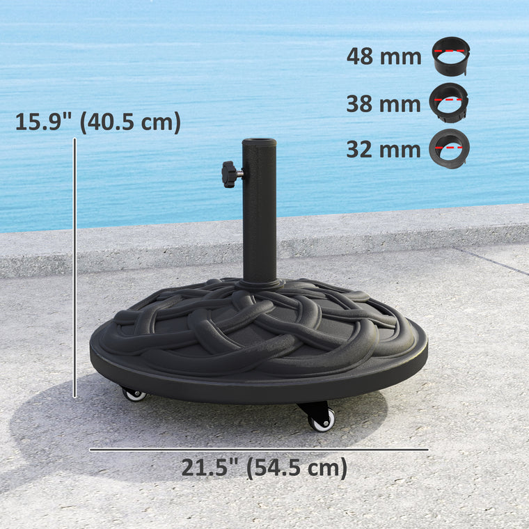 44 lbs Black Resin Umbrella Base with Wheels