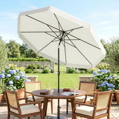 8.5ft Cream White Round Market Table Umbrella with Tilt