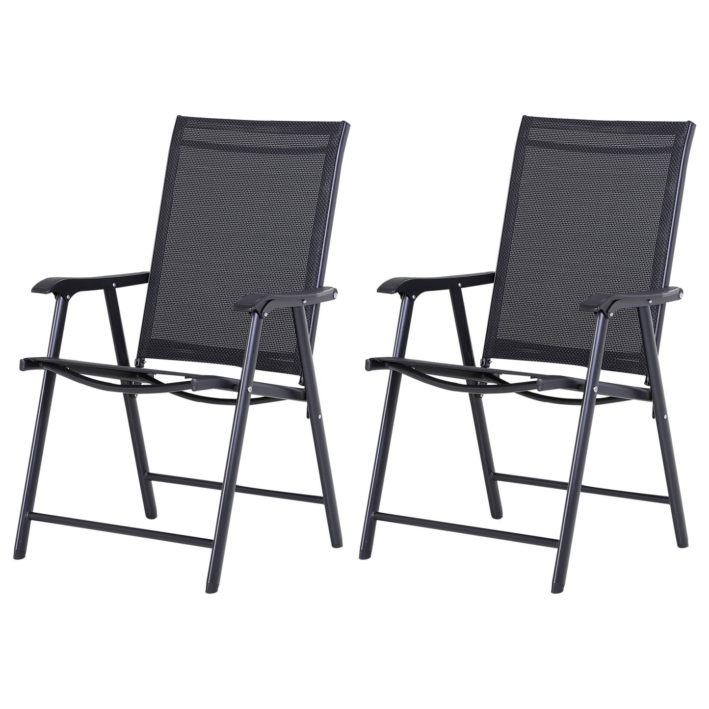 Outdoor Dining Chairs Set of 2, Folding Patio Dining Set with Texteline and Steel Frame for Park Convenient Seat