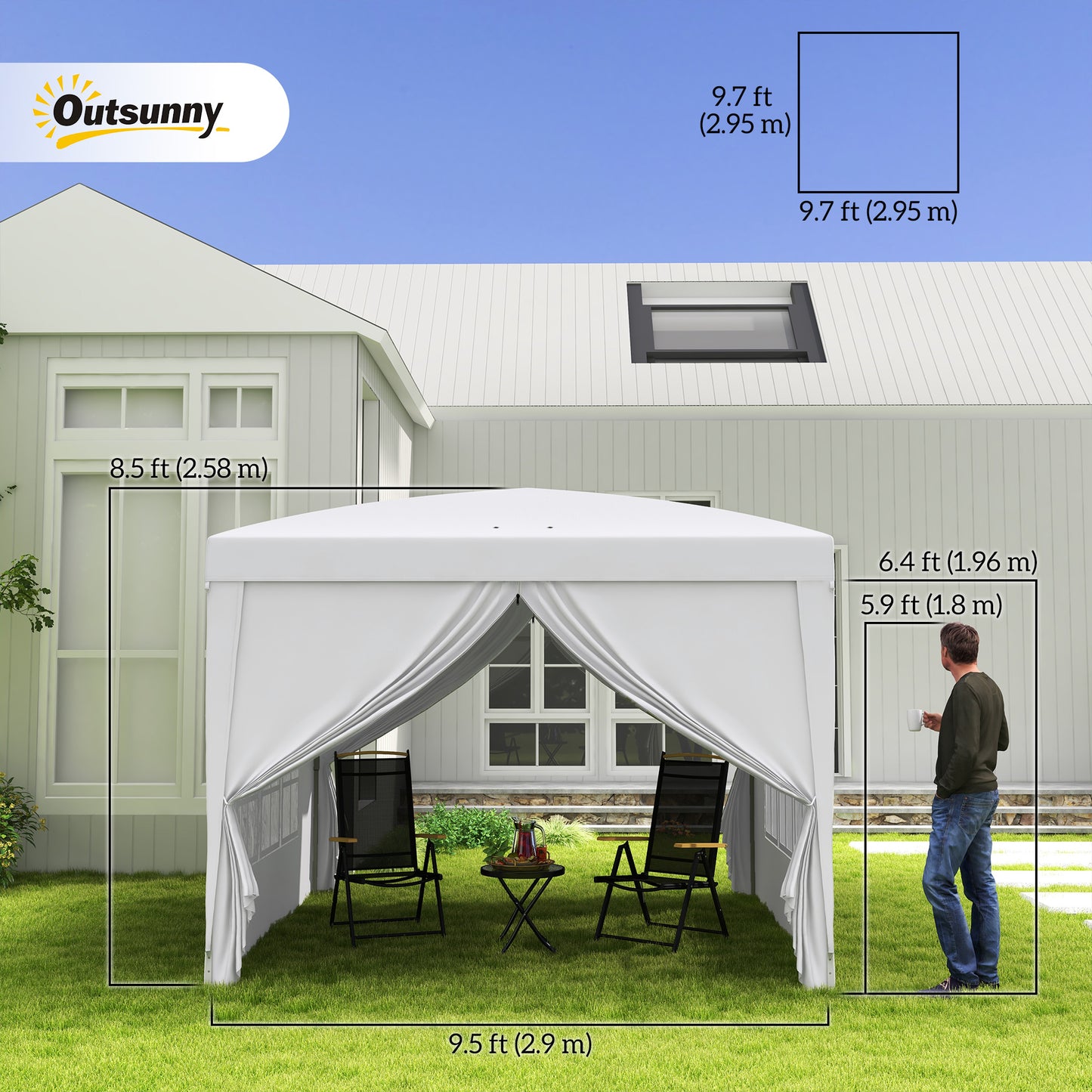 10'x10' Outdoor Pop Up Party Tent Wedding Gazebo Canopy with Carrying Bag (White)