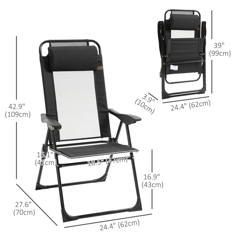 Black Double Camping Chairs with Reclining Headrest