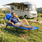 Folding Lounge Chair w/ Reclining Back, Cream White