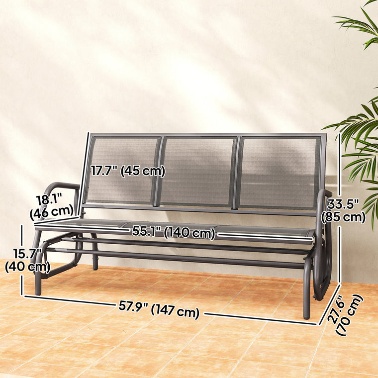 3-Seat Glider Chair with Steel Frame and Sling Seat