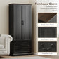 72" LED Kitchen Pantry Cabinet, Buffet Storage Cabinet with 10 Door Shelves, 2 Drawers and Adjustable Shelves, Black