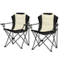 2 Pack Folding Camping Chairs, High Back Folding Chairs w/ Cup Holder, Padded Camping Chairs for Outdoor Events, Cream