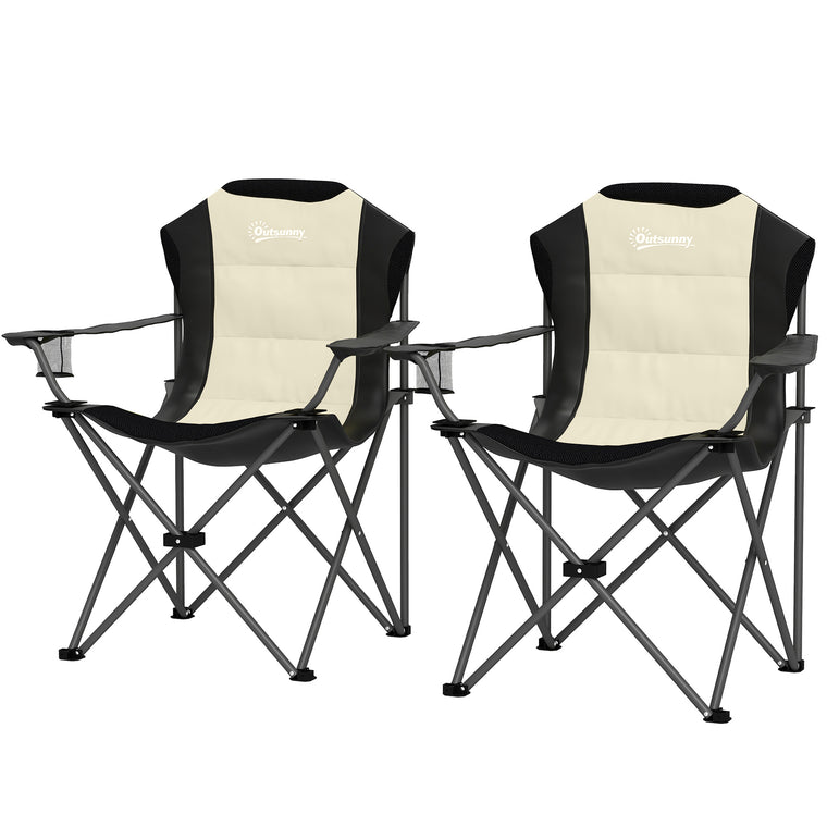2-Piece Padded Folding Camping Chair with High Back