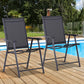 Outdoor Dining Chairs Set of 2, Folding Patio Dining Set with Texteline and Steel Frame for Park Convenient Seat