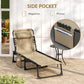 Outdoor Folding Chaise Lounge, Reclining Lounge Chair with Adjustable Backrest and Removable Pillow, Beige