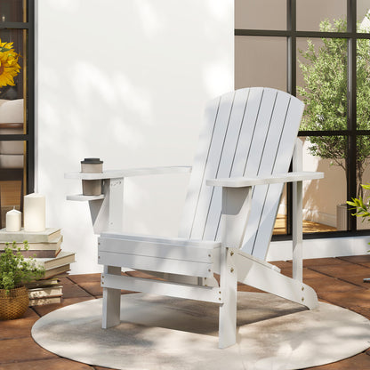 Classic Adirondack Chair with Cup Holder - White
