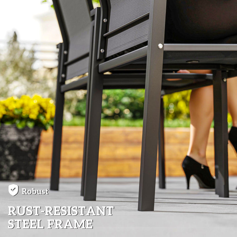 2-Piece Stackable Dining Chair Set with Breathable Fabric Seat