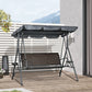 3-Seat Patio Swing Chair, Outdoor Canopy Swing Glider with Adjustable Shade, Grey