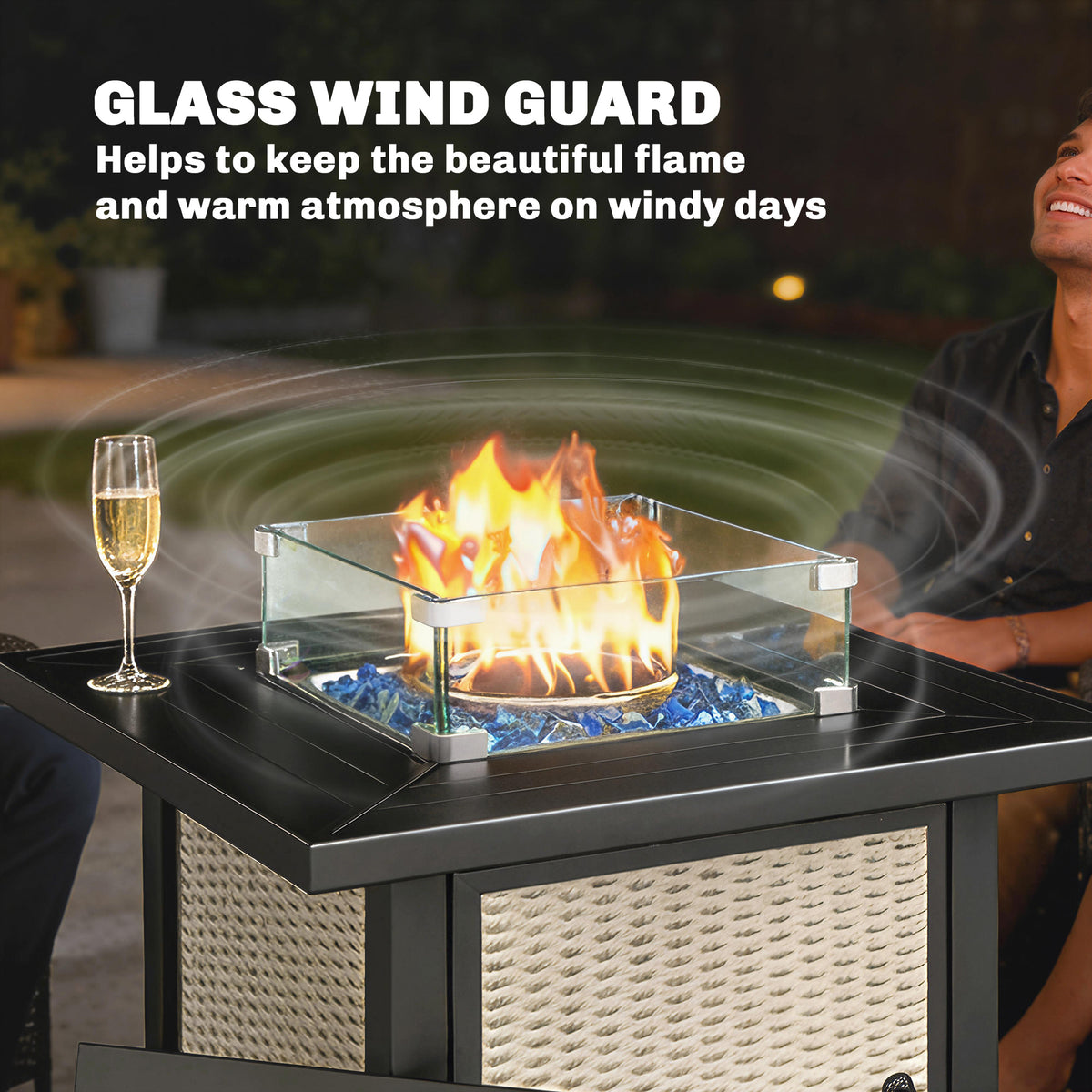 32" CSA-Certified Propane Fire Pit Table with Lid
