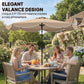 9' x 9' Khaki Round Market Umbrella with Valance & Tilt Crank
