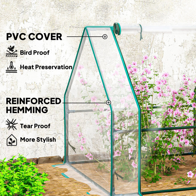 Clear Portable Mini Tunnel Greenhouse with Zippered Doors