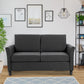 2-Seat Sofa Two-Seater Couch with Armrests and Wood Legs for Living Room, Bedroom, Dark Grey