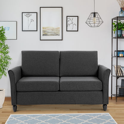 2-Seat Sofa with Wood Legs - Dark Grey