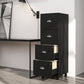 4 Drawer File Cabinet with Lock, Office Filing Cabinet, A4 Letter Size, Hanging File Folders, Black